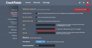 change couchpotato search frequency