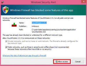 couchpotato step 5 firewall