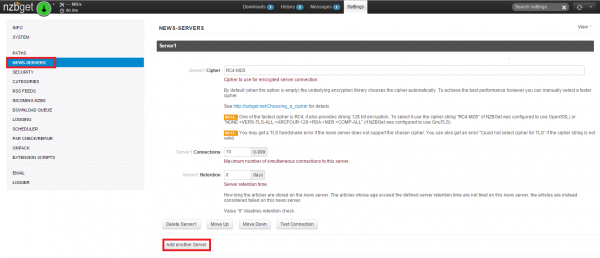 nzbget add block account click add another server
