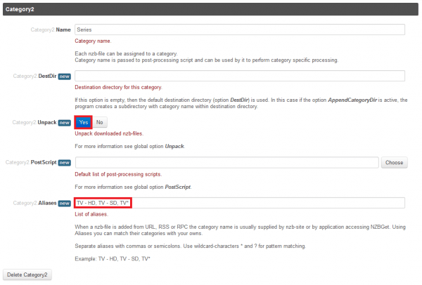 nzbget categories 2 TV