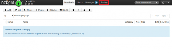 nzbget first page click settings