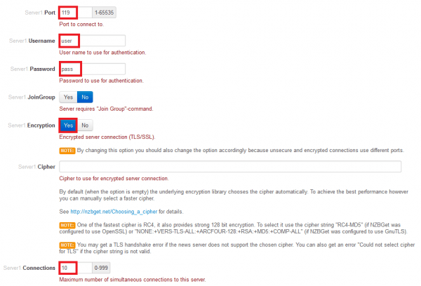 nzbget news servers 2 red