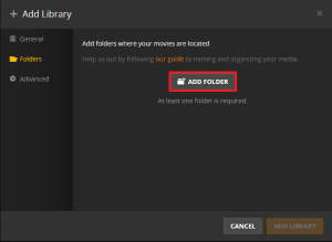 plex get started add movies folder