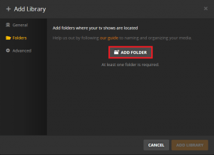 plex get started add tv shows add folder