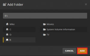 plex get started add tv shows click add folder