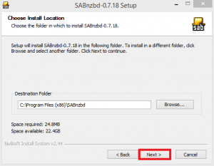 sabnzbd step 4 install location