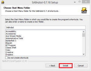 sabnzbd step 5 start menu folder