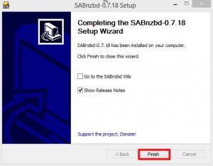 sabnzbd step 6 completed wizard