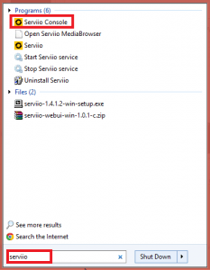 serviio step 11 start menu