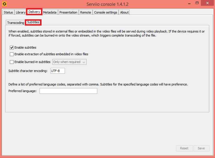 how to open the serviio console