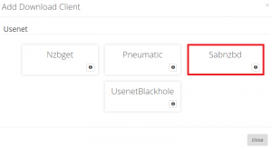 settings download client choose sabnzbd