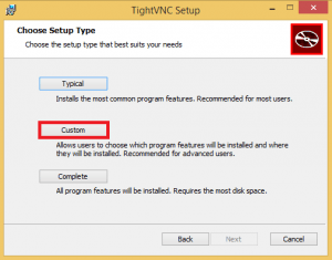 tight vnc server click custom