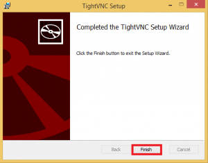 tight vnc server click finish