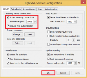 tight vnc service accept incoming connections