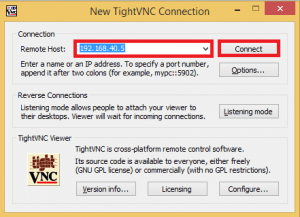 tight vnc viewer connection enter IP