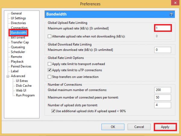 utorrent force low upload