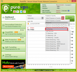 PureVPN Choose File Sharing