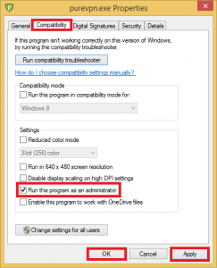 PureVPN Runs as Administrator