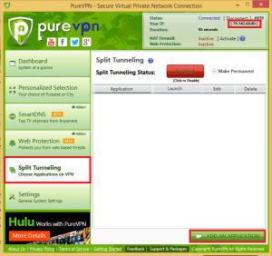 PureVPN Split Tunnel Add Application