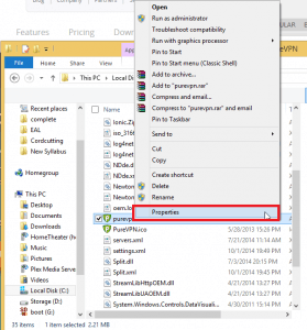 Right click PureVPN Properties