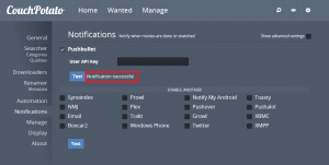 couchpotato pushbullet notification successful