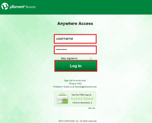 enable utorrent remote access login page
