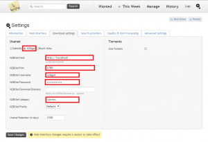 mylar settings web interface configure nzbget