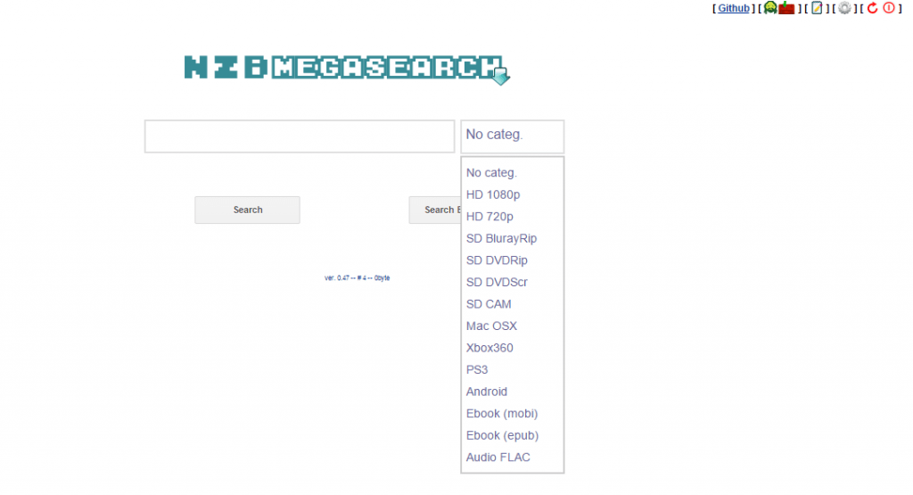 configure nzbmegasearch show search categories