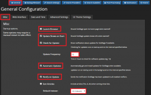 configure sickrage general misc tab