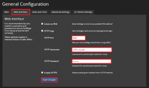 configure sickrage general web interface tab