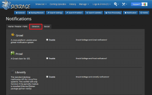 configure sickrage notifications devices