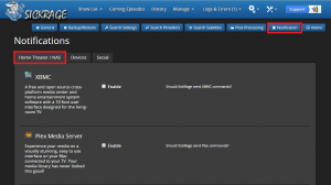 configure sickrage notifications home theater nas tab