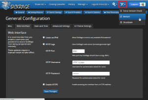 configure sickrage restart