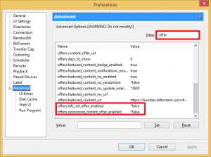 configure utorrent preferences advanced filter offer