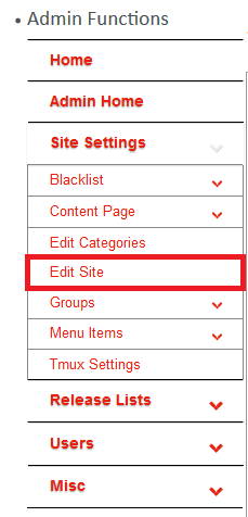 nzedb admin menu site settings click edit site