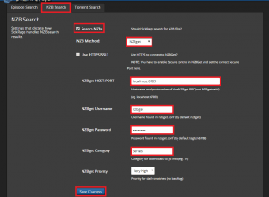 sickrage configure search settings nzb search nzbget