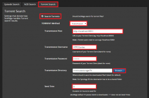 sickrage configure search settings nzb search torrents