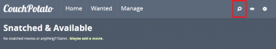 configure couchpotato click search icon