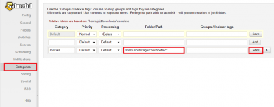 configure couchpotato sabnzbd category