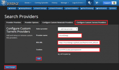 configure sickrage configure custom torrent provider