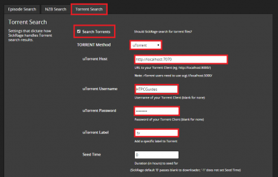 configure sickrage configure search settings torrent utorrent 1