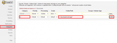 sabnzbd create tv category