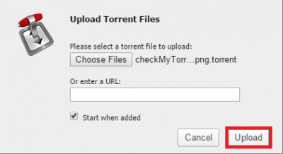 transmission open torrent click upload