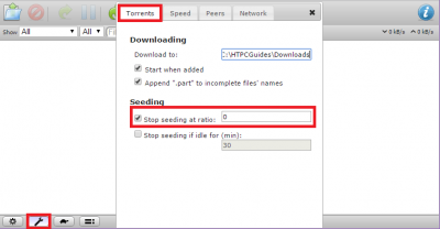 transmission web interface settings stop seeding