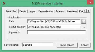create sabnzbd windows system service