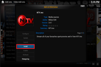 install xunity ntv kodi xbmc plugin step 10