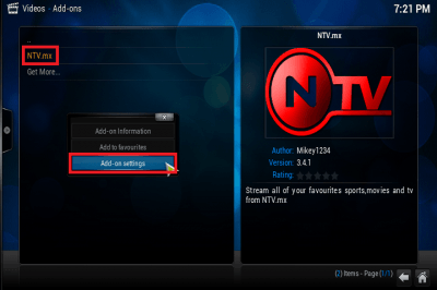 install xunity ntv kodi xbmc plugin step 15