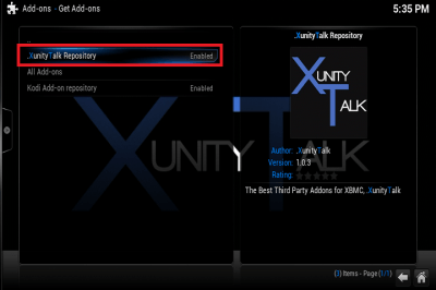 install xunity ntv kodi xbmc plugin step 7