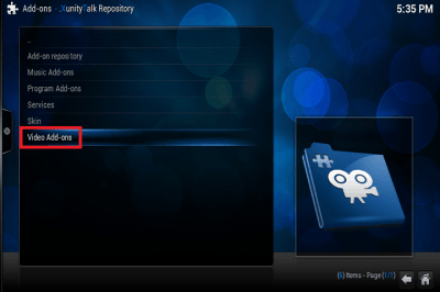 install xunity ntv kodi xbmc plugin step 8