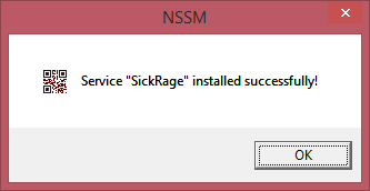 create sickrage windows system service success